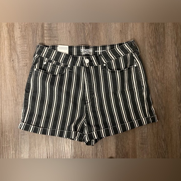 Levi’s Denizen Mom Shorts black white striped 11 NWT - Picture 1 of 8